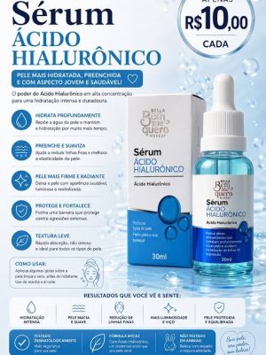 SÉRUM FACIAL ÁCIDO HIALURÔNICO BELLA BEM ME QUERO 30ML