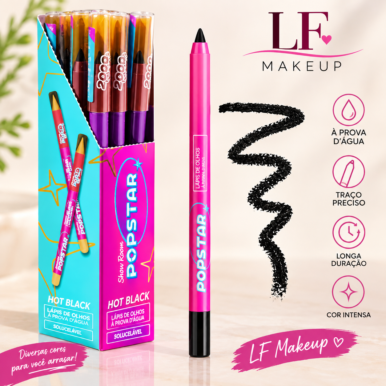 Lápis de Olhos Hot Blink Popstar 220C - Ruby Rose Cor Preto