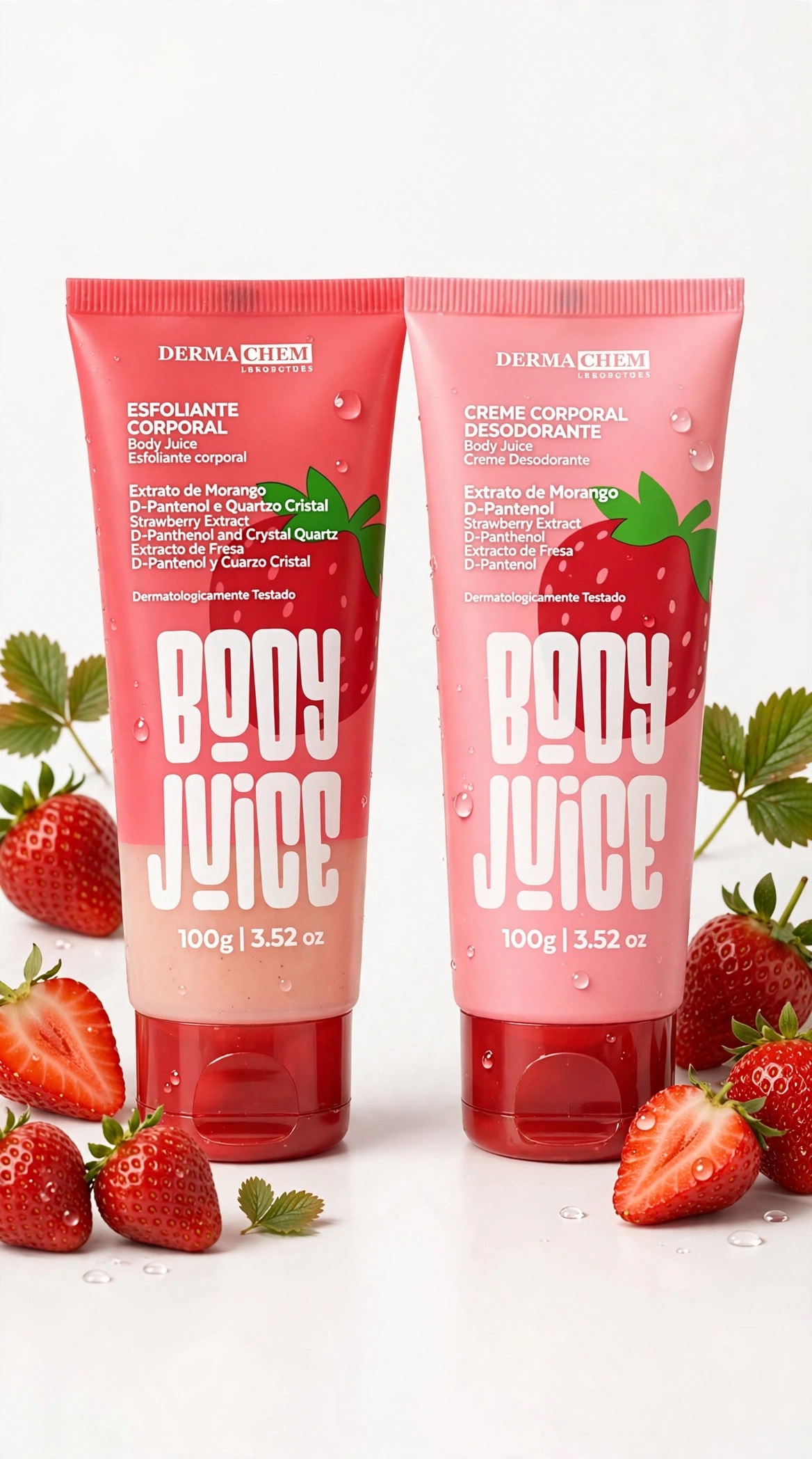 KIT BODY JUICE MORANGO - DERMA CHEM 100G + 100G