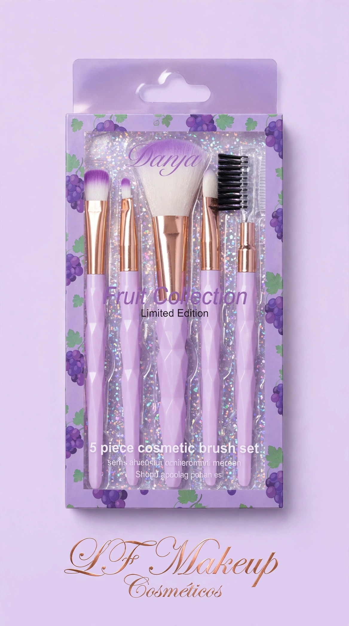KIT 5 PINCÉIS FRUIT COLLECTION UVA - DANYA - LIMITED EDITION - LILÁS