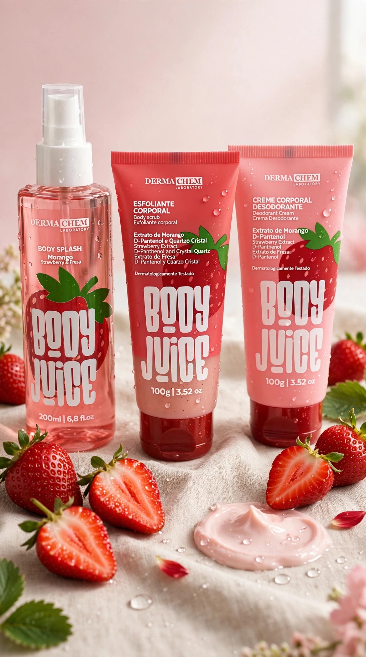 KIT BODY JUICE MORANGO - O DOCE, ROMÂNTICO E MAIS APAIXONANTE | Derma Chem