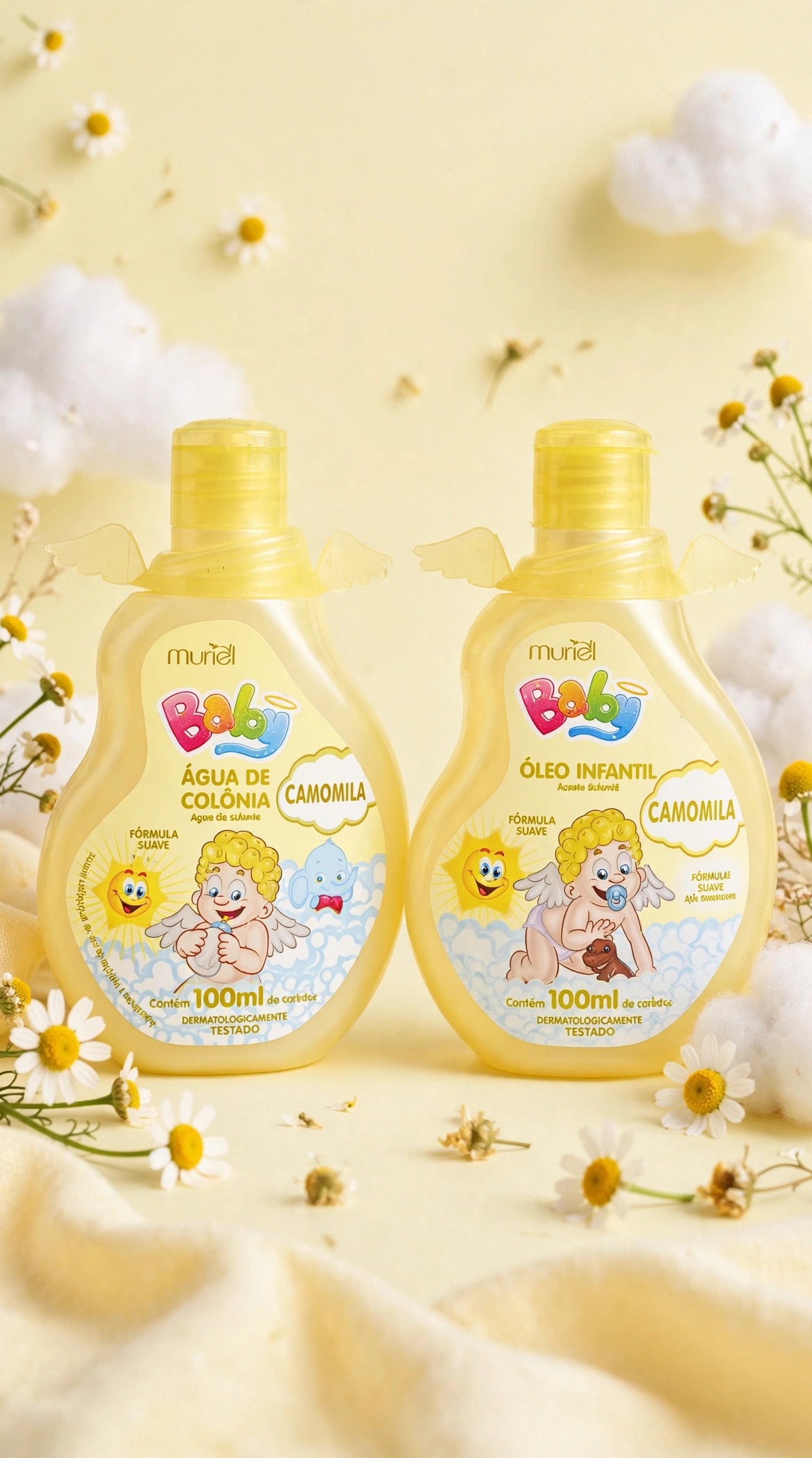KIT MURIEL BABY CAMOMILA - SUAVIDADE PARA PELE SENSÍVEL 2x 100ML
