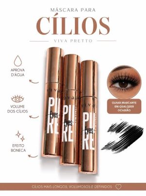 MÁSCARA PARA CÍLIOS VIVA PRETTO - PURE EYES - EFEITO BONECA