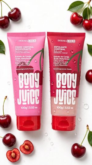 KIT BODY JUICE CEREJA - DERMA CHEM ESFOLIANTE + CREME 100g CADA