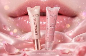 Kit Lábios de Boneca Pink 21 - Lip Gloss Hidratante + Lip Care Esfoliante 2 em 1